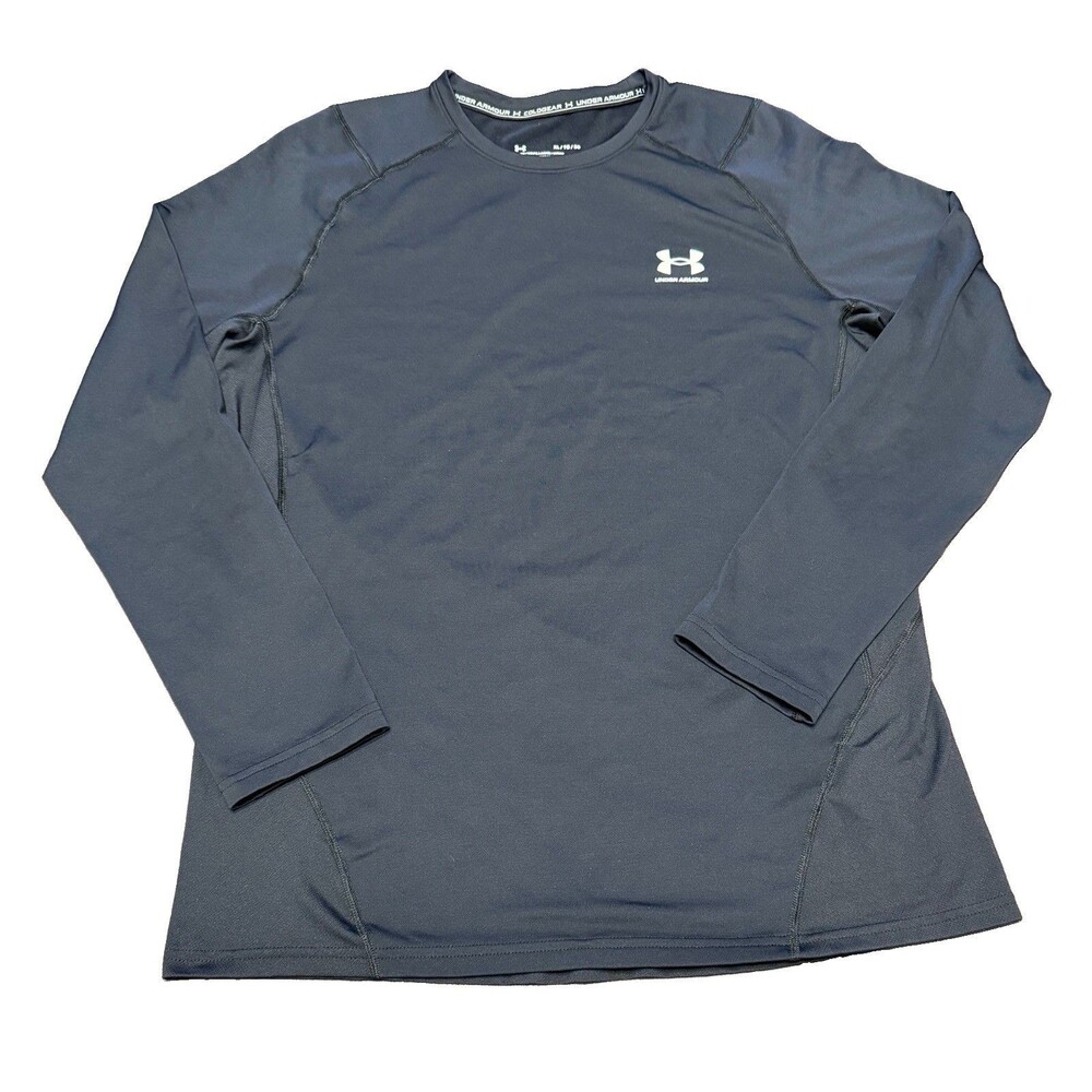 Womens Under Armour Fitted XL ColdGear Black Pullover Shirt, Mild Compression